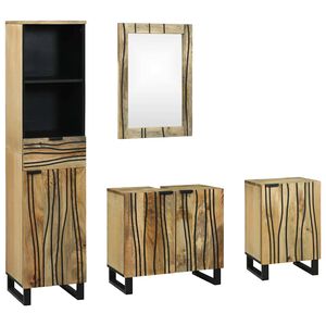 vidaXL Set di mobili per il bagno 4 pcs Marrone Legno multistrato