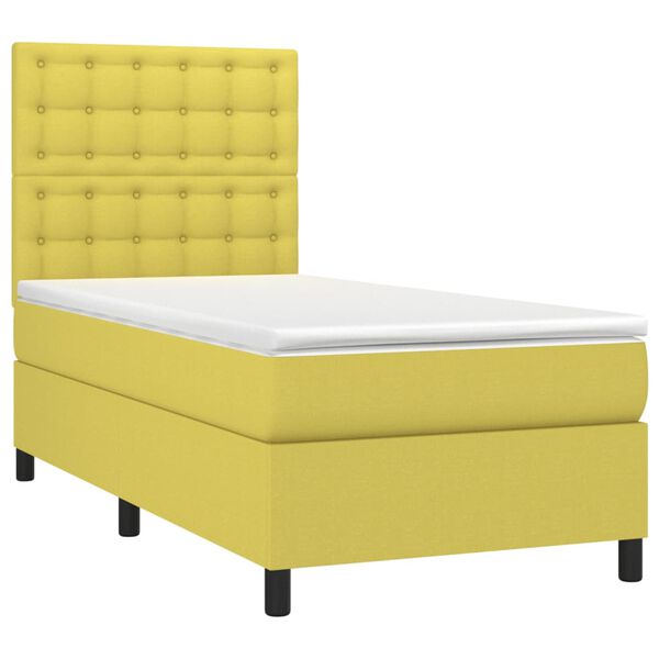 vidaXL Letto a Molle con Materasso e LED Verde 100x200cm in Tessuto