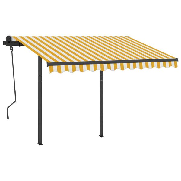 vidaXL Tenda da Sole Retrattile Manuale con LED 3x2,5m Gialla Bianca
