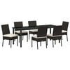 vidaXL Set da Pranzo per Giardino 7 pz Nero