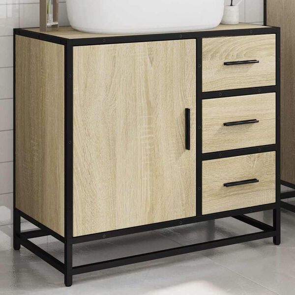 vidaXL Mobile Lavabo da Bagno Rovere Sonoma 65x33x60 cm in Truciolato