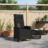 vidaXL Poltrona reclinabile con tavolino Nero 62 x 64 x 112 cm