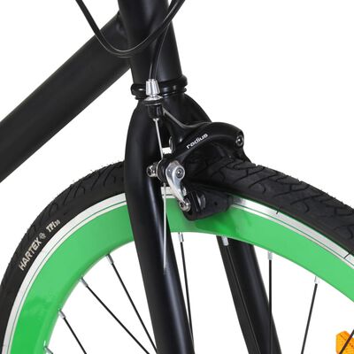 vidaXL Bicicletta a Scatto Fisso Nera e Verde 700c 59 cm