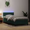 vidaXL Letto a Molle con Materasso e LED Verde Scuro 100x220 cm Velluto