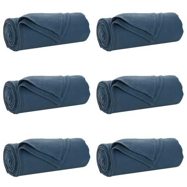 vidaXL Coperte da Pile 6 pcs Blu navy 200 x 150 cm Panno