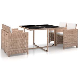 vidaXL Set da Pranzo da Giardino 5 pz con Cuscini in Polyrattan Beige