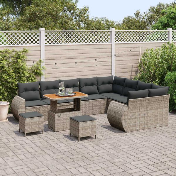 vidaXL Set Divano da Giardino con cuscino 12 pcs Grigio