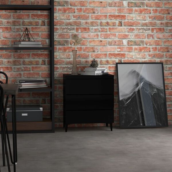 vidaXL Credenza Nero Lucido 60x35x69 cm in Legno Multistrato