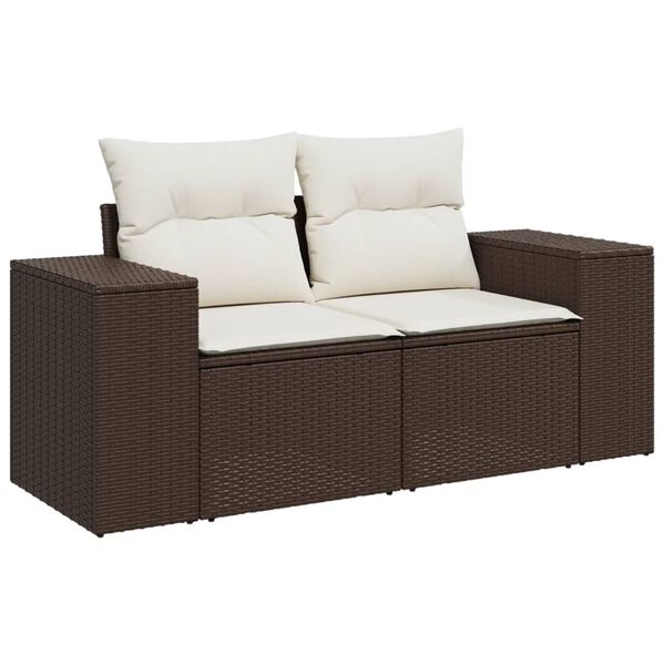 vidaXL Set Divani da Giardino 8 pz con Cuscini Marrone in Polyrattan