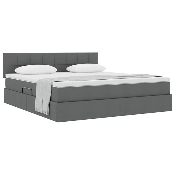vidaXL Letto con contenitore e materasso Grigio scuro 160 x 200 cm