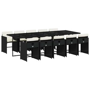 vidaXL Set da Pranzo da Giardino 11 pz con Cuscini in Polyrattan Nero