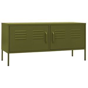 vidaXL Mobile TV Verde Oliva 105x35x50 cm in Acciaio
