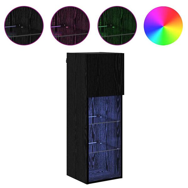 vidaXL Mobiletti TV a parete 2 pcs Rovere Nero 30,5 x 30 x 90 cm