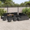 vidaXL Set Divano da Giardino con cuscino 14 pcs Nero Poly Rattan
