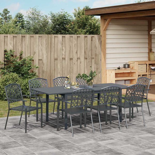 vidaXL Set da Pranzo da Giardino Regolabile 9 pcs Acciaio