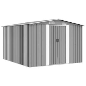 vidaXL Casetta da Giardino 257x298x178 cm in Metallo Grigio