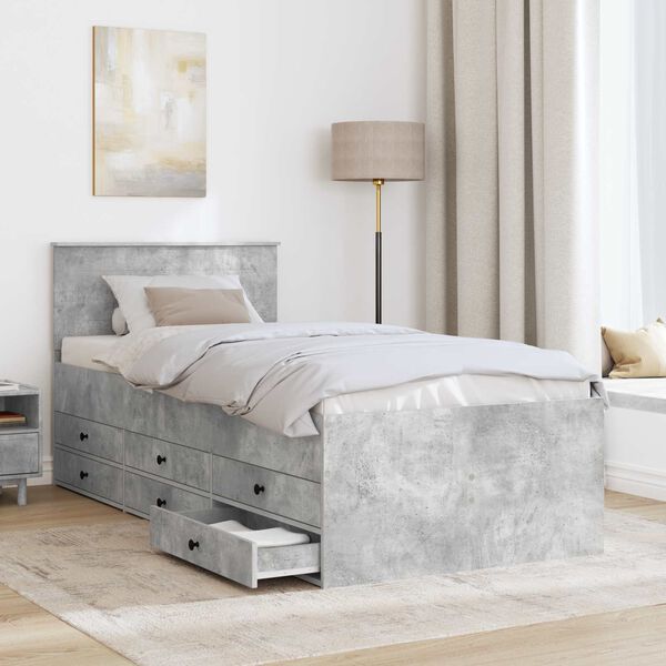 vidaXL Daybed Grigio Cemento e Nero 100 x 200 cm Legno multistrato