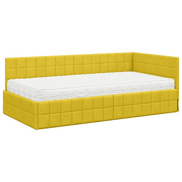 vidaXL Struttura Letto Angolare con Materasso 2 pcs Giallo Velluto