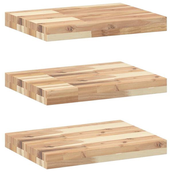 vidaXL Mensole da Parete 3 pz 40x30x4 cm Legno Acacia Non Trattato