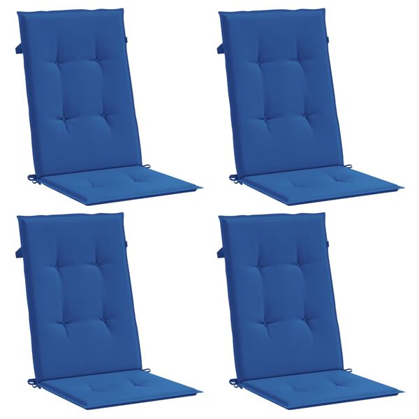 vidaXL Cuscini per Sedie 4 pz Blu Reale 120x50x3 cm in Tessuto