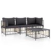 vidaXL Set Divani da Giardino 4 pz con Cuscini Antracite in Polyrattan