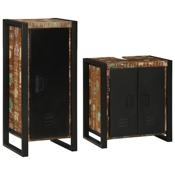 vidaXL Set di mobili per il bagno 2 pcs Legno massello riciclato