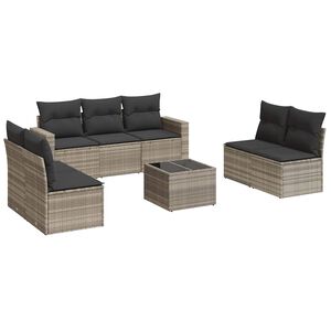 vidaXL Set Divano da Giardino 8pz con Cuscini Grigio Chiaro Polyrattan