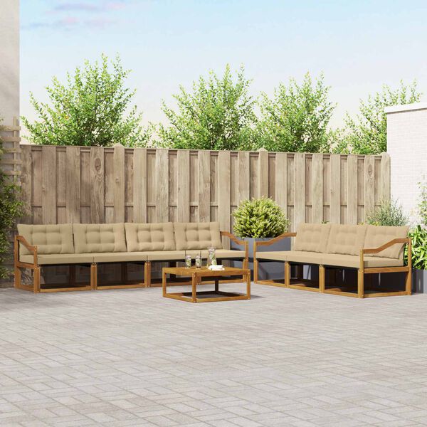 vidaXL Set di divani da esterno con cuscino 8 pcs Naturale e Beige