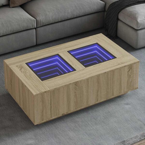 vidaXL Tavolino da Salotto con LED Infinity Rovere Sonoma 116x69x40 cm