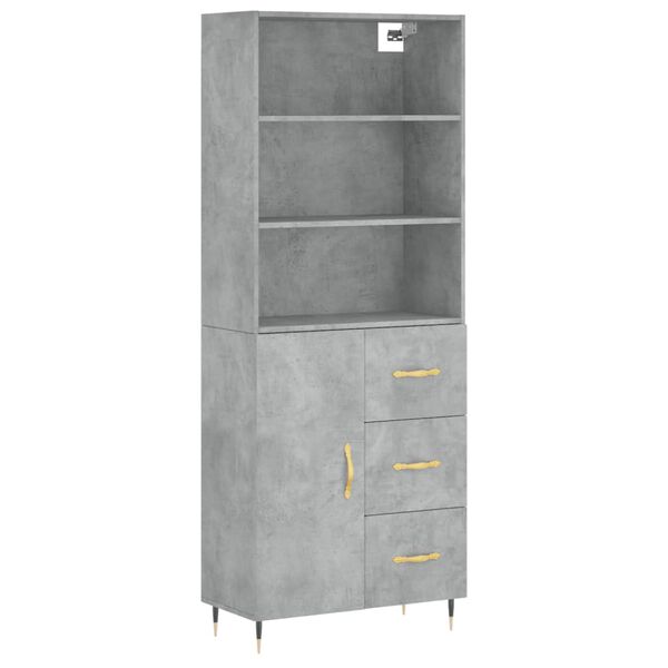vidaXL Credenza Grigio Cemento 69,5x34x180 cm in Legno Multistrato