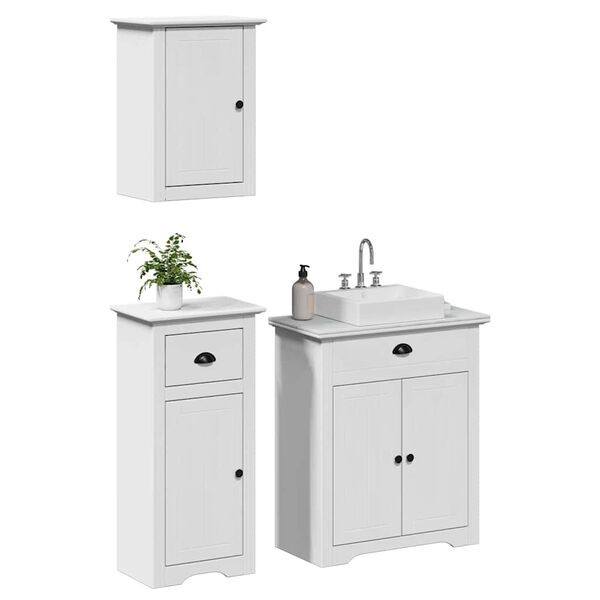 vidaXL Set Mobili da Bagno 3 pz BODO Bianco in Legno Massello di Pino