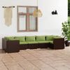 vidaXL Set Divani da Giardino 7 pz con Cuscini in Polyrattan Marrone