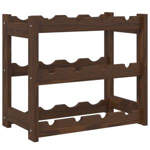 vidaXL Portabottiglie per 12 Bottiglie Marrone Legno Massello di Pino