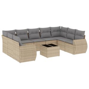 vidaXL Set Divano da Giardino 10 pz con Cuscini Beige in Polyrattan