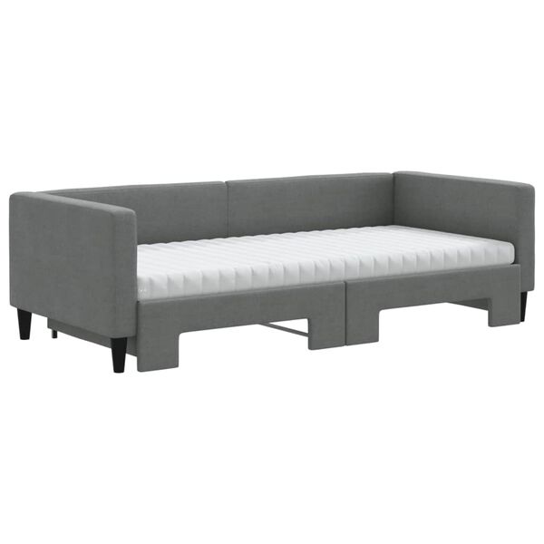 vidaXL Divano Letto Estraibile Materassi Grigio Scuro 90x190cm Tessuto