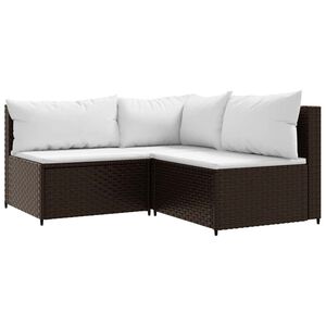 vidaXL Set Mobili da Giardino 3 pz con Cuscini in Polyrattan Marrone