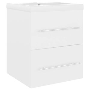 vidaXL Mobile Bagno con Lavabo Integrato Bianco in Legno Multistrato