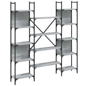vidaXL Libreria Grigio Sonoma 155,5x24x166,5 cm in Legno Multistrato