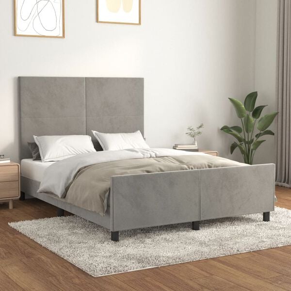 vidaXL Giroletto senza Materasso Grigio Chiaro 140x190 cm Velluto