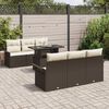 vidaXL Set Divano da Giardino con cuscino 7 pcs Marrone Poly Rattan