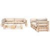 vidaXL Set Divani da Giardino Pallet 6 pz con Cuscini Sabbia in Legno