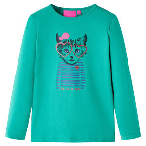 vidaXL Maglietta Bambina Maniche Lunghe Verde Brillante 104