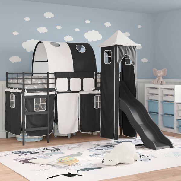 vidaXL Struttura del letto loft per bambini Nero 74,5 x 190 cm Metallo