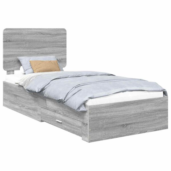 vidaXL Struttura del letto Grigio Sonoma 75 x 190 cm Legno multistrato