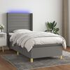vidaXL Letto a Molle Materasso e LED Grigio Scuro 100x200cm in Tessuto