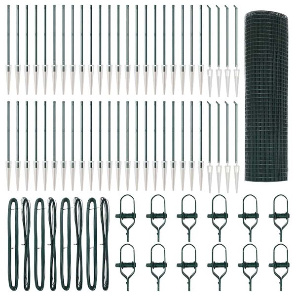 vidaXL Palo della recinzione Verde 100 x 1 m (maglia 16 x 16 mm)