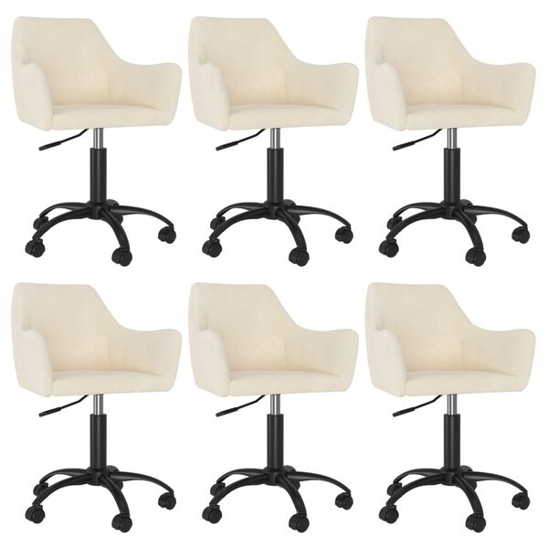 vidaXL Sedie da Pranzo Girevoli 6 pz Crema in Velluto