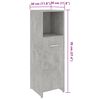 vidaXL Mobile da Bagno Grigio Cemento 30x30x95 cm in Legno Multistrato