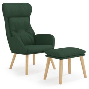 vidaXL Poltrona Relax con Poggiapiedi Verde Scuro in Tessuto