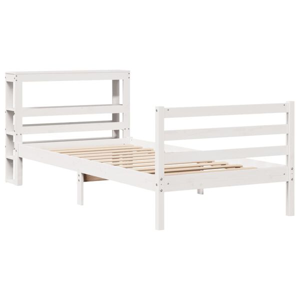 vidaXL Letto senza Materasso Bianco 75x190 in Legno Massello di Pino